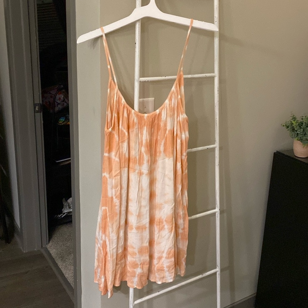 Billabong Orange and White Tye Dye Dress Size L